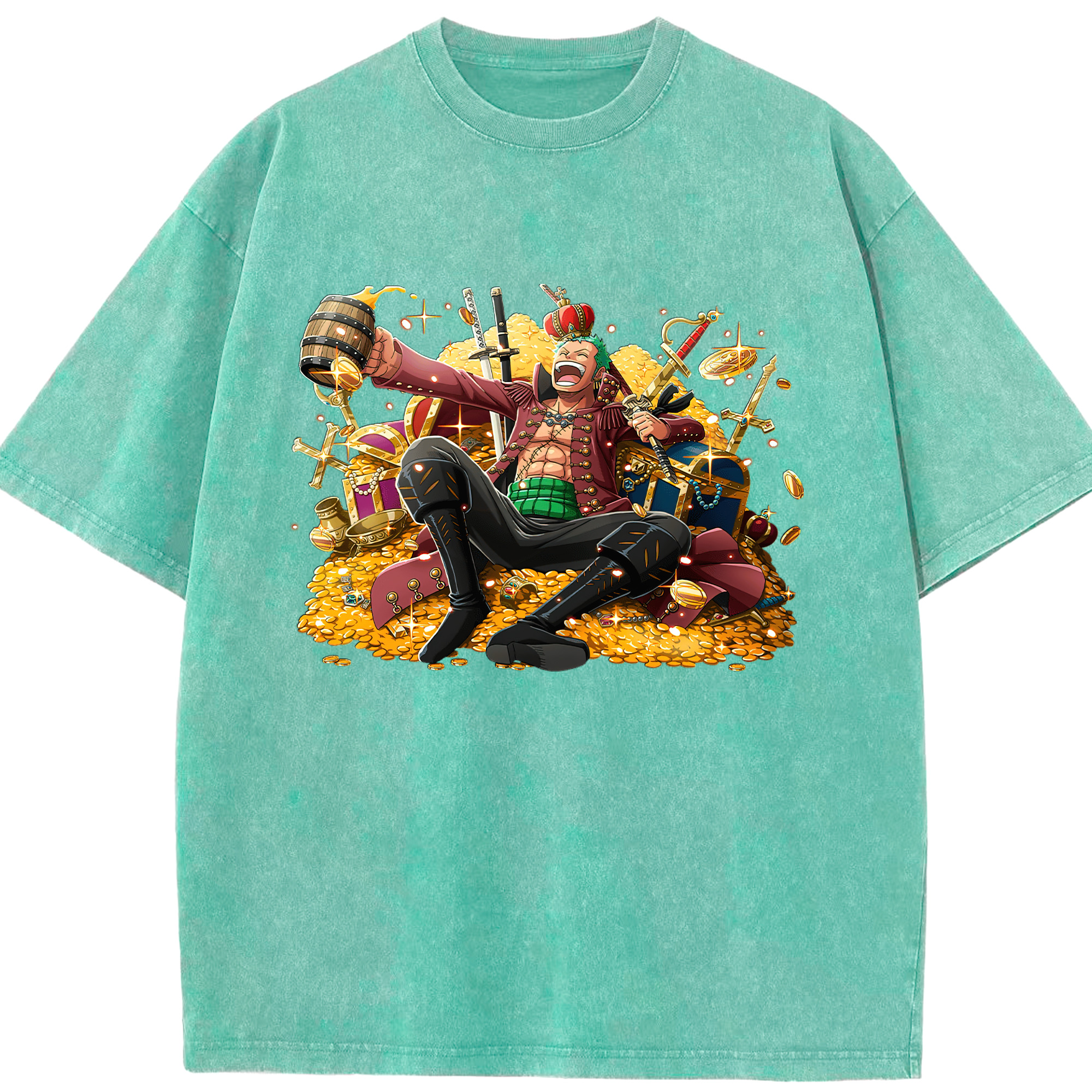 ワンピース ロロノア・ゾロ ONE PIECE Roronoa Zoro 綿100% ヴィンテージ風 半袖Tシャツ（フロントプリント）